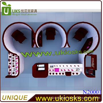 Fascinating and White 3 Seats Glossy Finish Nail Kiosk Design for Sale (N20007)